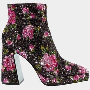 Betsey Johnson new Della Black/pink Floral Booties. New withbox    #9